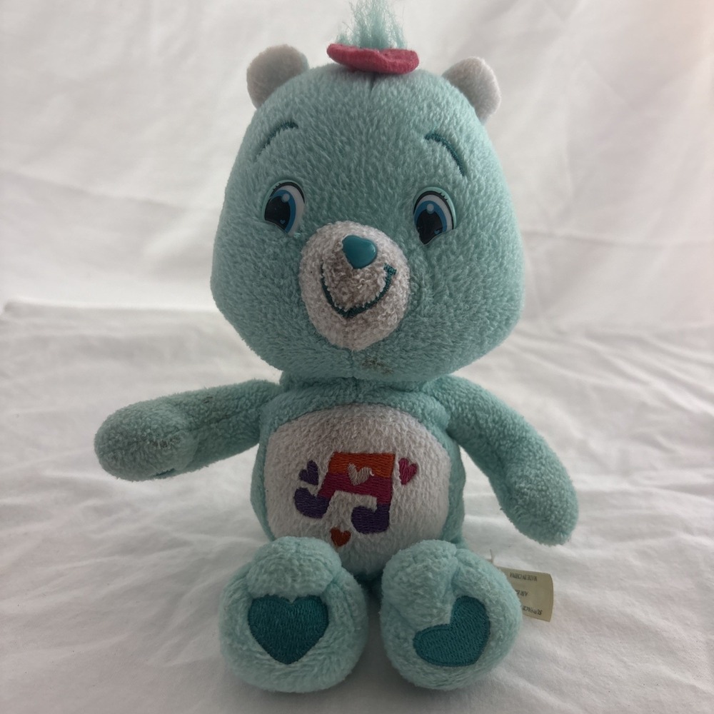 Vintage 2007 Care Bears Heartsong Bear 9 Inch Plush Music Note Teal
